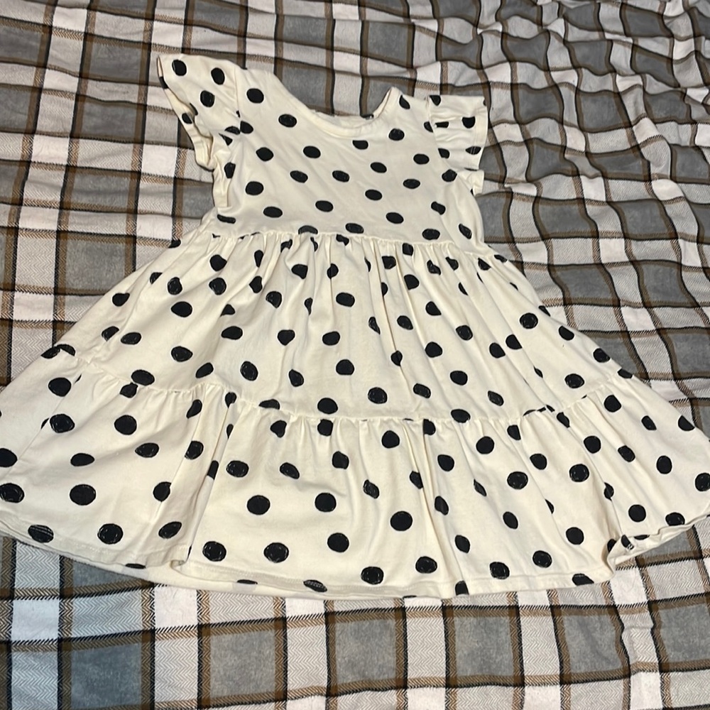 White with black polkadot girls Tate and Tucker dress
